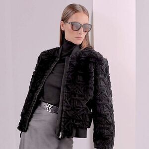 Ralph Lauren Collection 2022 Raygan Laser Logo Spanish Shearling Bomber Jacket